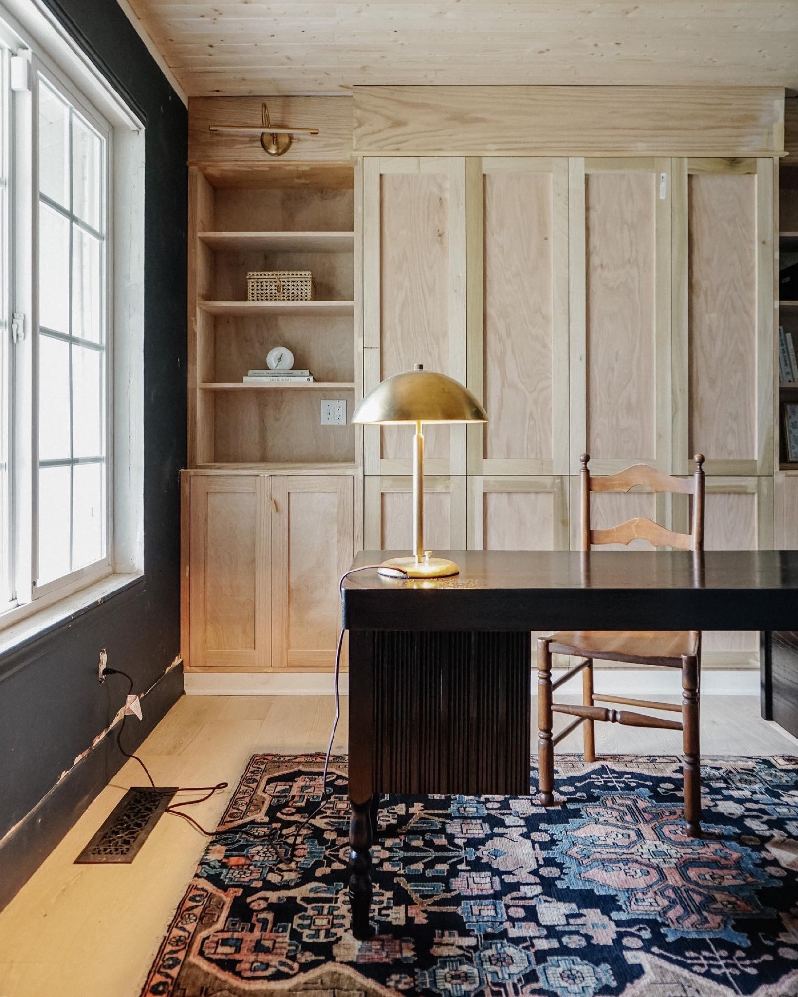 Home office progress and the prettiest solid brass table lamp 😍

#LTKhome #LTKSeasonal