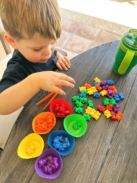 Loving this bear color sorting activity for Van! He loves it too. It comes with the colored bears, tongs and cups to sort the bears into. Awesome Amazon find!  

#LTKFindsUnder50 #LTKKids