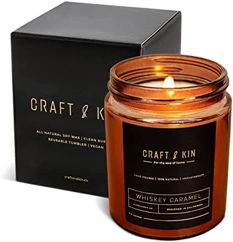 Premium Whiskey Caramel, Scented Candles for Men | All Natural Candles, Candles for Home Scented,... | Amazon (US)