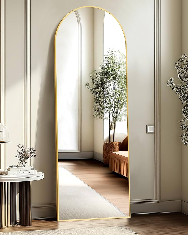 Arched Full Length Mirror, 56"x15" Standing Body Mirror for Wall, with Aluminum Alloy Frame for B... | Amazon (US)