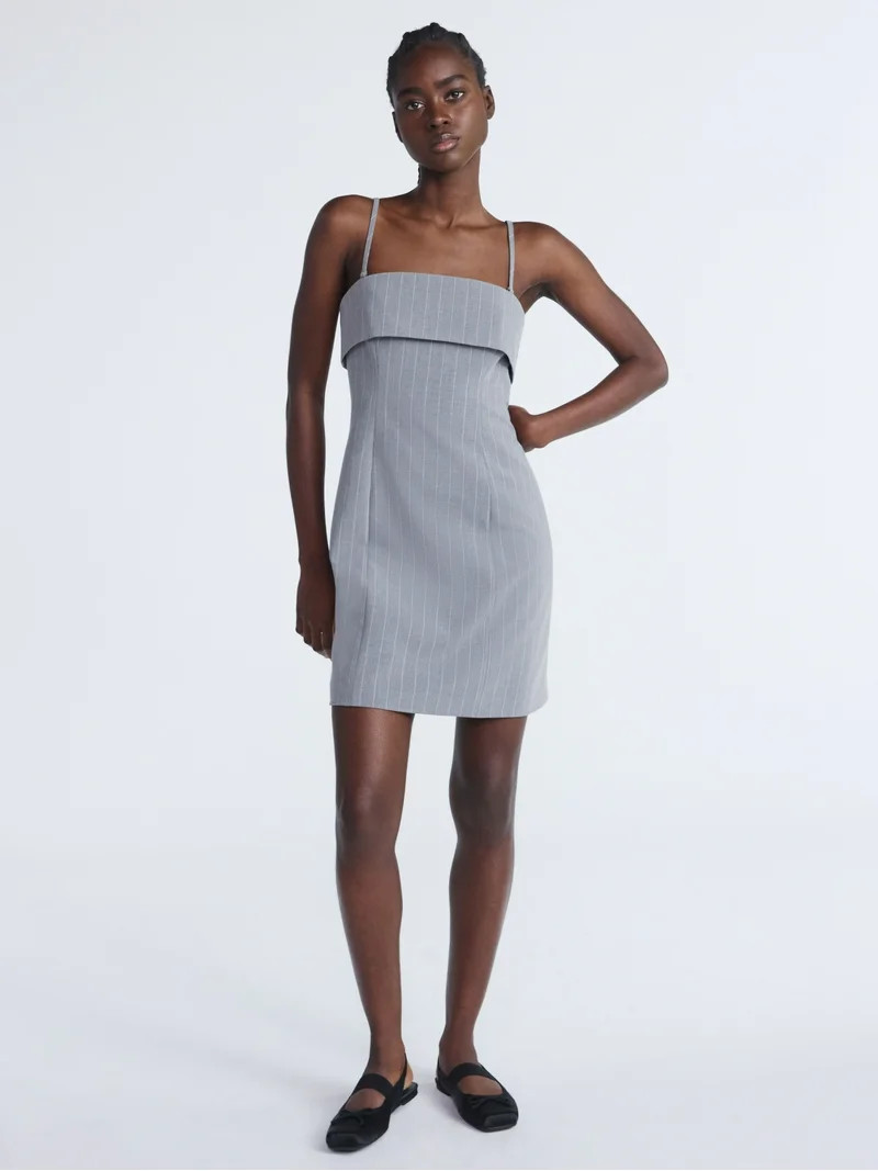 Scoop Women’s Fold Over Bandeau Neck Mini Dress, Sizes XS-XXL | Walmart (US)