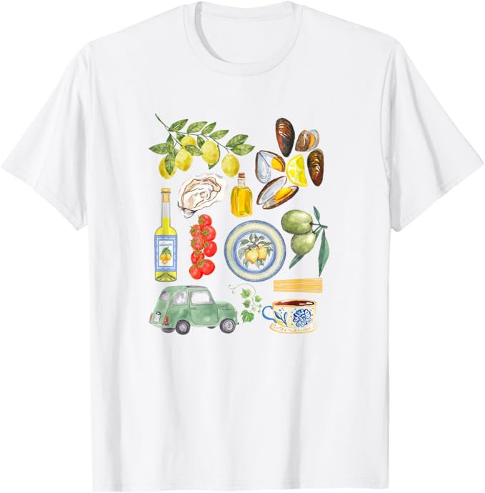 Italian Summer Scrapbook with Limoncello Seafood Coastal T-Shirt | Amazon (US)