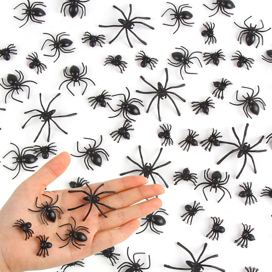 CCINEE 200 pcs Mini Realistic Spiders, Black Small Spiders Fake Plastic Spiders Prank Prop Joke T... | Amazon (US)