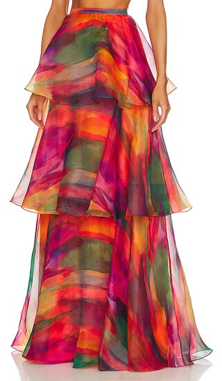 Faari Maxi Skirt in Aquarelle Print | Revolve Clothing (Global)