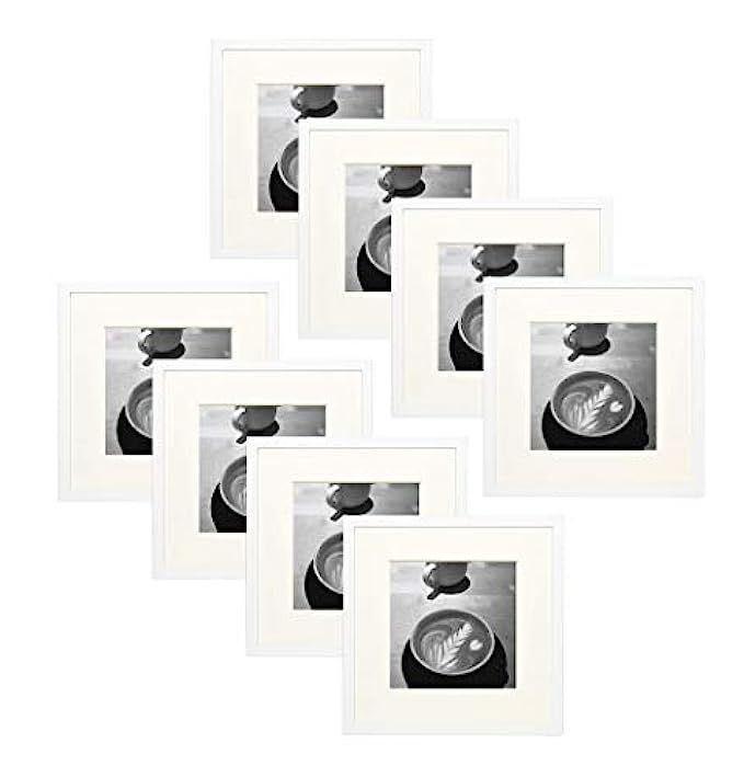Golden State Art Set of Eight, 12x12 White Photo Frame - Ivory Mat for 8x8 Picture - Square Wall Fra | Amazon (US)