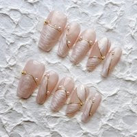 Reusable Pearl Petal Press On Nails Gel Manicure | Fake Handmade Press-On Nails Long-Lasting Fragrance Free 1-014 | Etsy (US)
