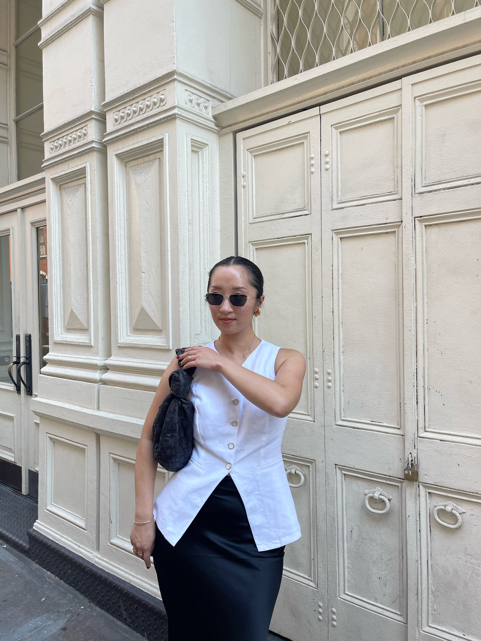 Neutral vibes and gold jewelry 🤍 #NYFW