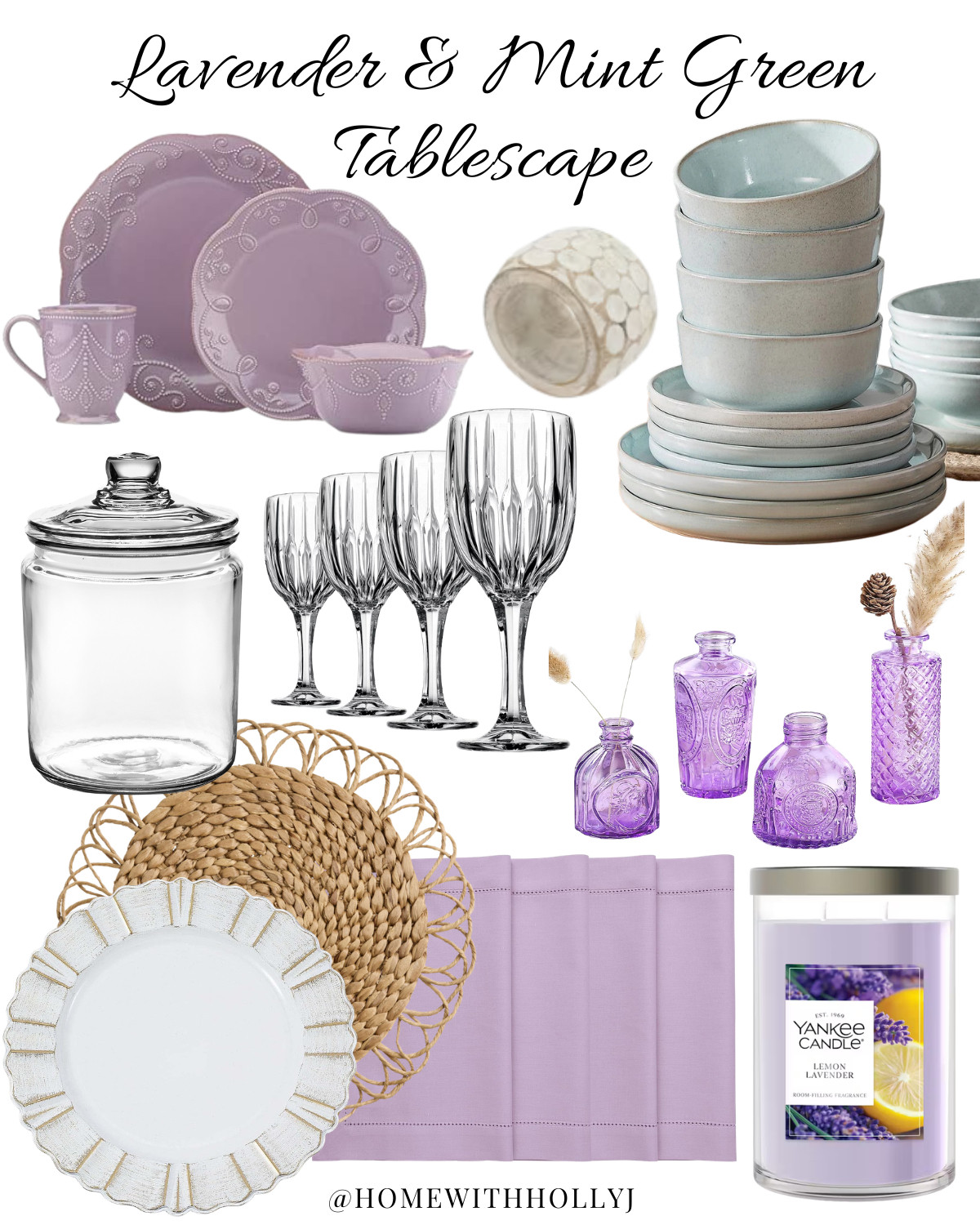 ✨ Lavender & Mint Dream Tablescape 💜🌿

Inspired by Holly Jolley’s dreamy setup, I found the exact pieces + lookalikes so you can recreate this fresh, pastel vibe at home 🌸

Tap to shop the collage & bring this viral tablescape trend to your next brunch or gathering ✨

#LTKhome #SpringDecor #TablescapeInspo #PastelAesthetic #HostingInStyle #LTKFinds #ViralHome #ShopTheLook 

 #LTKfoodie #LTKSeasonal #LTKHome