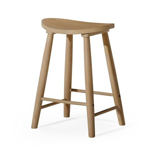Maven Lane 26" Luna Counter Stool with Light Oak Wood Finish - Artisan Crafted Backless Counter Height Stool with Oval Seat Adds Warmth & Style to Your Kitchen, Dining Area | Amazon (US)