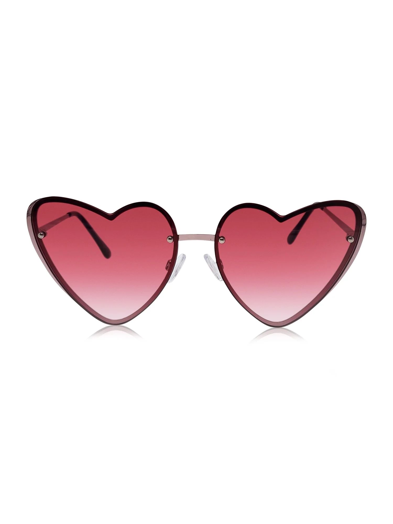 No Boundaries Women's Amour Pink Metal Sunglasses with Pink Neoprene Pouch, Pink | Walmart (US)