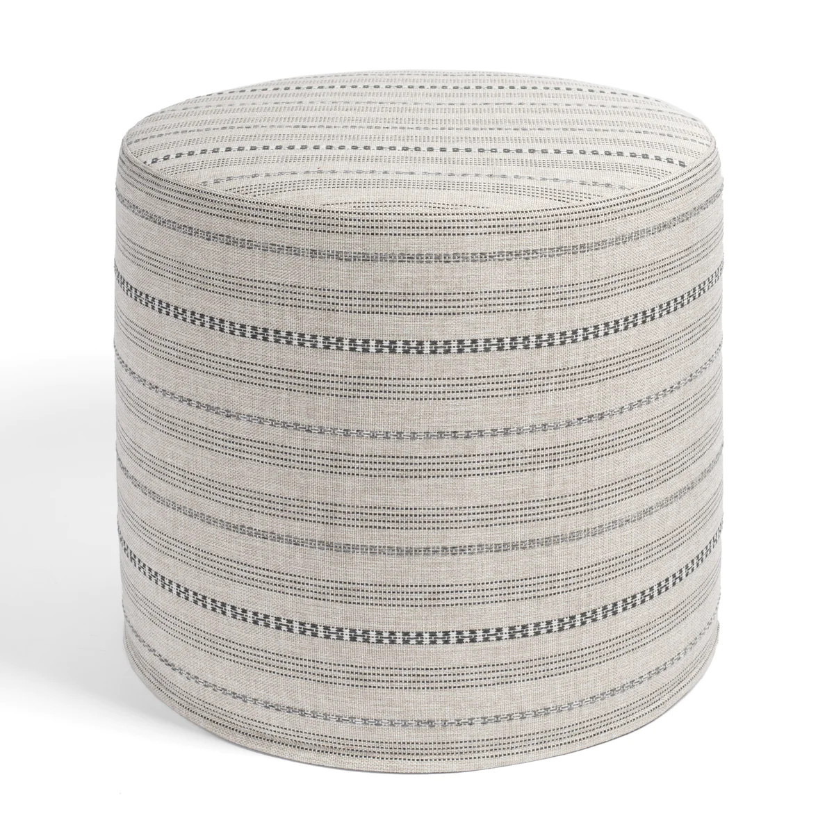 Anya Stripe 18x16 Round Ottoman, Biscuit | Tonic Living