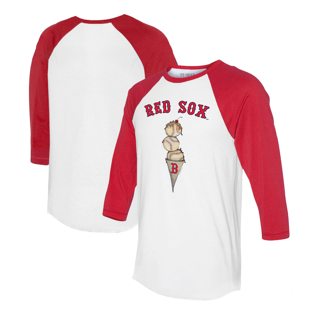 Boston Red Sox Tiny Turnip Unisex Triple Scoop 3/4-Sleeve Raglan T-Shirt - White/Red | Fanatics
