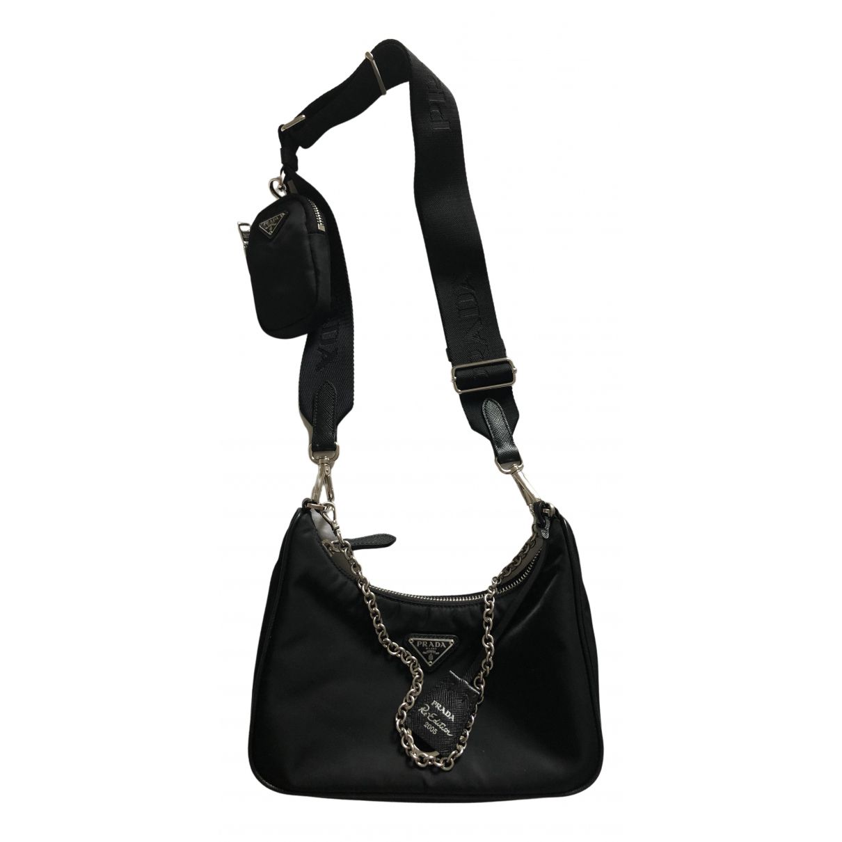 Prada Re-edition Black Cloth Handbags | Vestiaire Collective (Global)