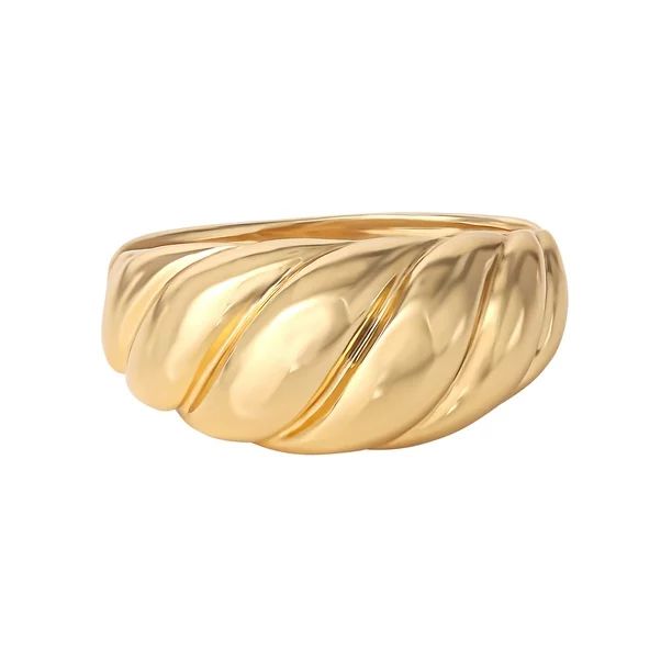 JS Jessica Simpson Women’s Gold Plated Sterling Silver Ribbed Dome Ring | Walmart (US)