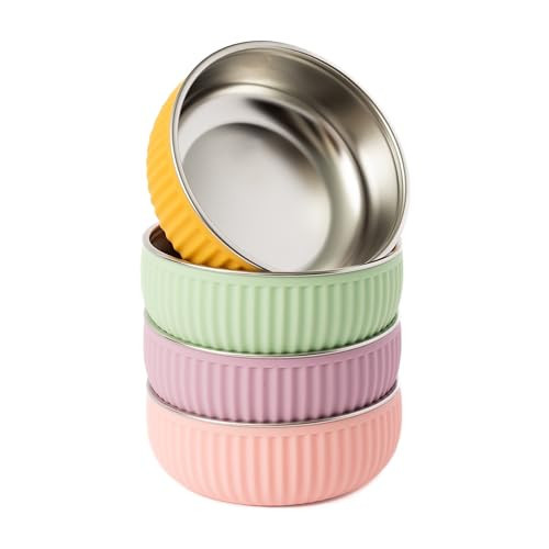 Monkey Proof™ Non-Toxic Stainless Steel Child Bowl 5” with Non-Slip Grooved Silicone Shell, (Set of 4 bowls) Unbreakable, Mess Free Feeding for Babies, Toddlers, Kids, BPA free (Garden Party Grooved) | Amazon (US)