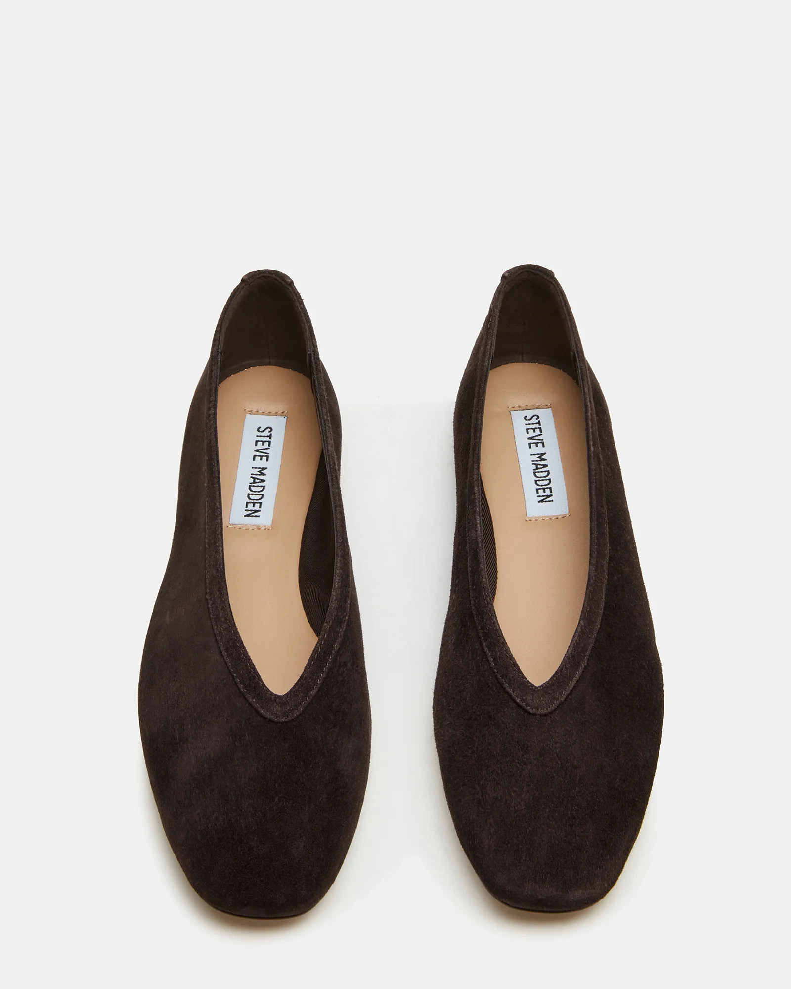 LENI Brown Suede Square-Toe Ballet Women's Flat | Steve Madden (US)