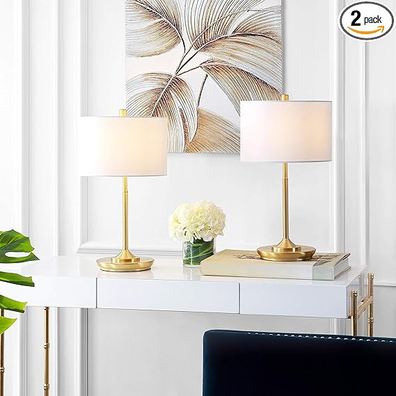 SAFAVIEH Lighting Collection Taren Modern Contemporary Brass Gold 22-inch Bedroom Living Room Hom... | Amazon (US)