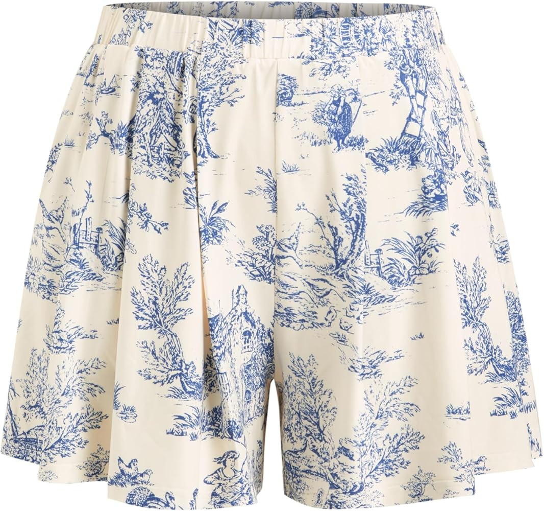 CIDER Plus Size Women Shorts Elastic Waist Wide Leg Flowy Shorts Lounge Summer Vacation Boho Casu... | Amazon (US)