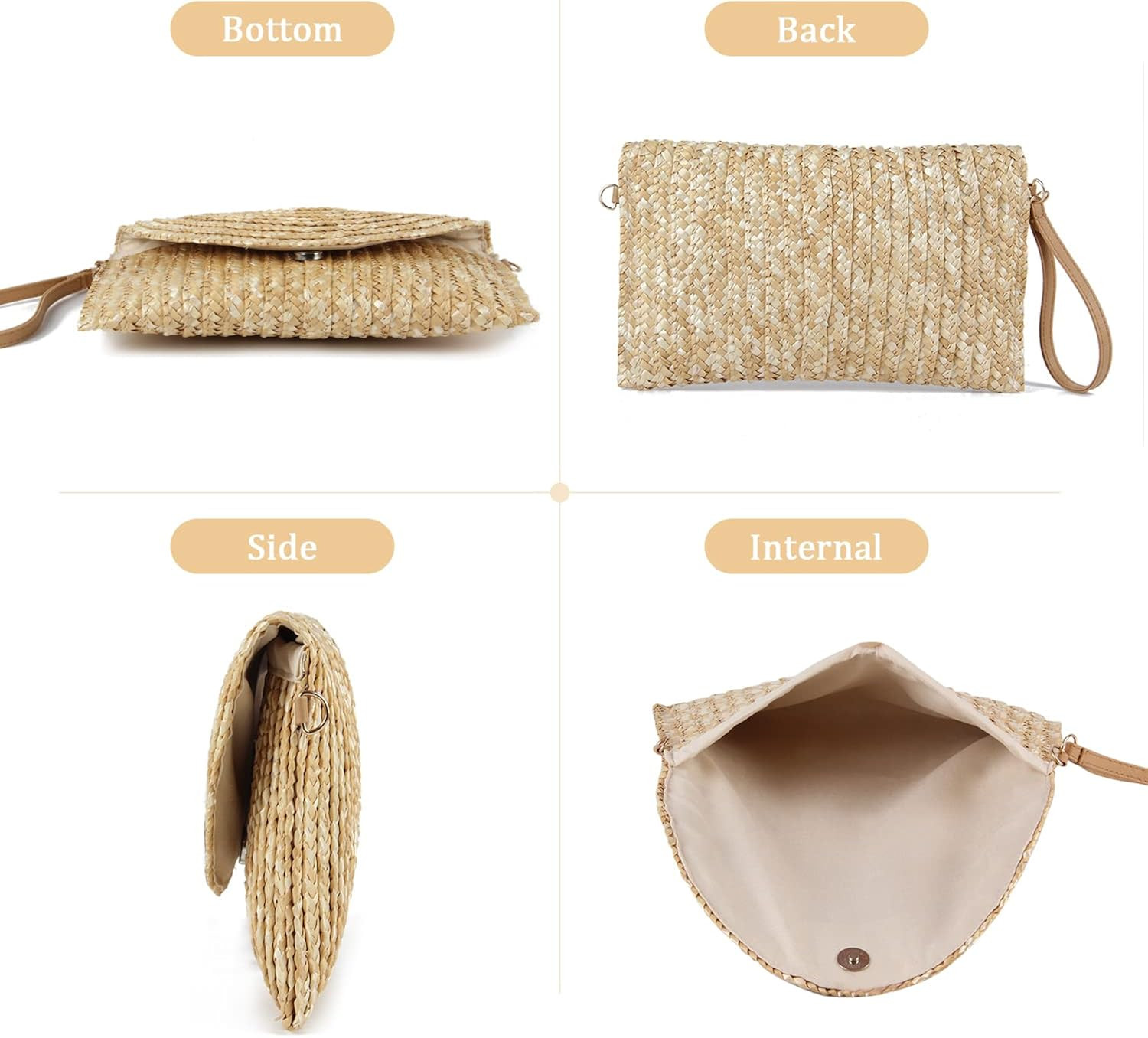 LHHMZ Women's Straw Clutch Purse Summer Purse Bags Woven Straw Shoulder Bags Beach Clutch Bags | Amazon (UK)