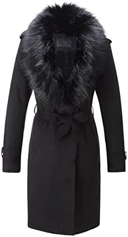 Bellivera Women Faux Leather Trench Coat Fleece-Lined Mid-length Jacket with Detachable Fur Colla... | Amazon (US)