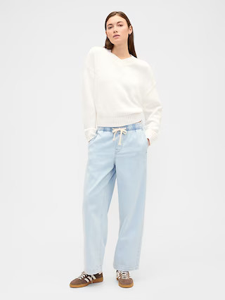 High Rise Pull-On Wide-Leg Jeans | Gap Factory