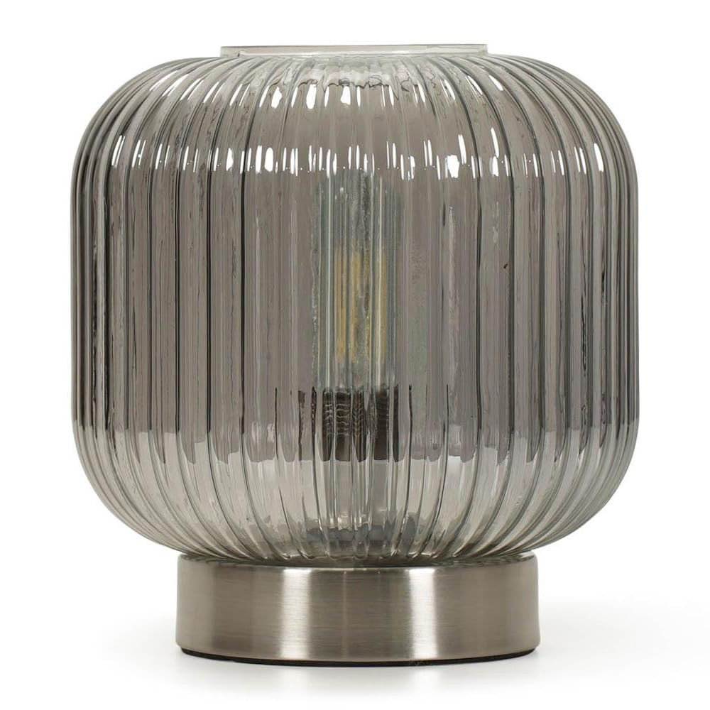 Smoked Ribbed Glass Portable Cordless Battery Powered Table Lamp | Table Lamps, Home Décor & Imp... | Amazon (UK)