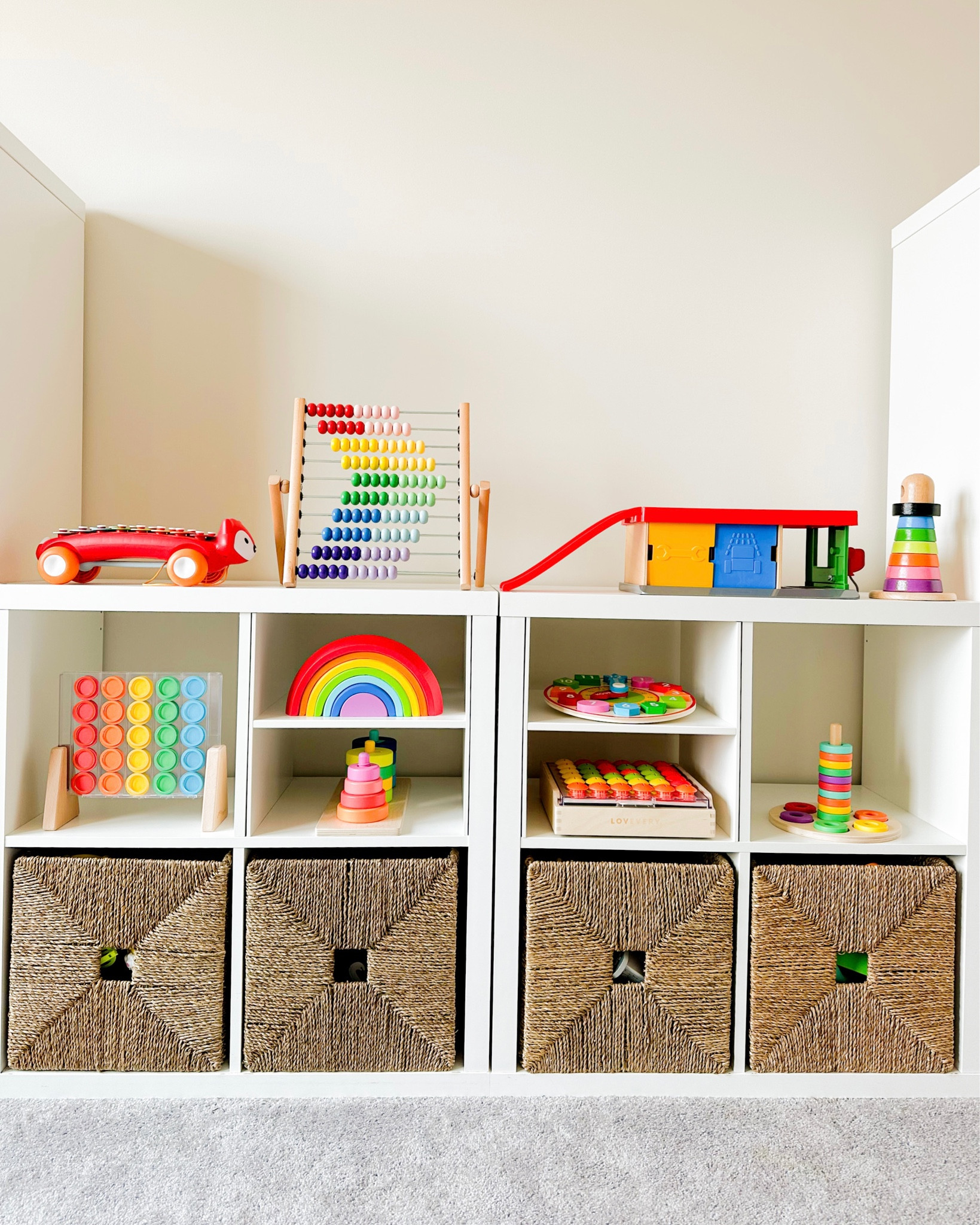 Rainbow inspired toy rotation 

#kidsplayroom #playroomideas #toysorganization #toddlertoys 

#LTKhome #LTKbaby #LTKkids