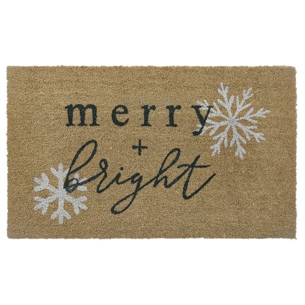 My Texas House Merry and Bright Holiday Coir Outdoor Doormat, 18" x 30" - Walmart.com | Walmart (US)