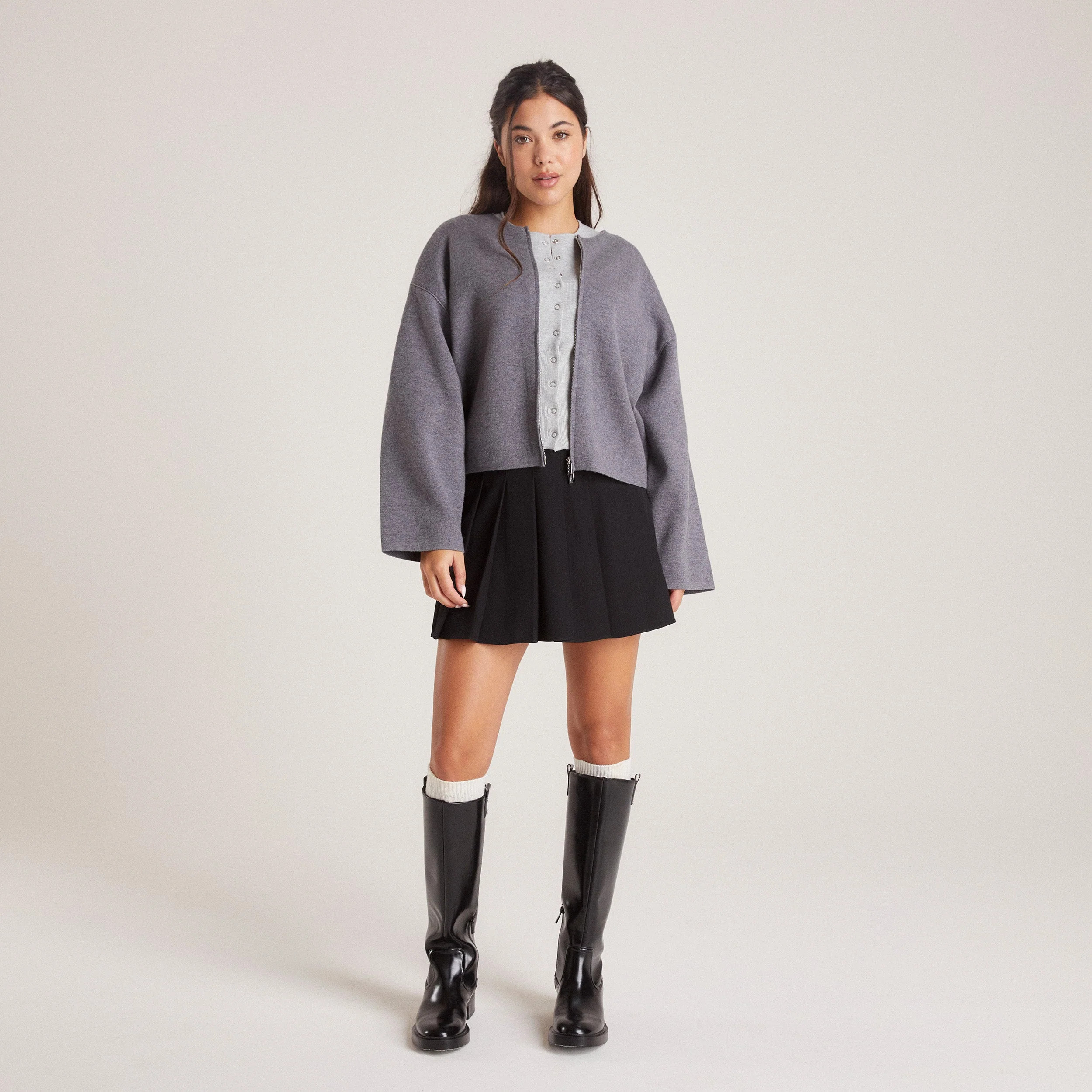 Zip-Up Cardigan - Charcoal | Lounge UK