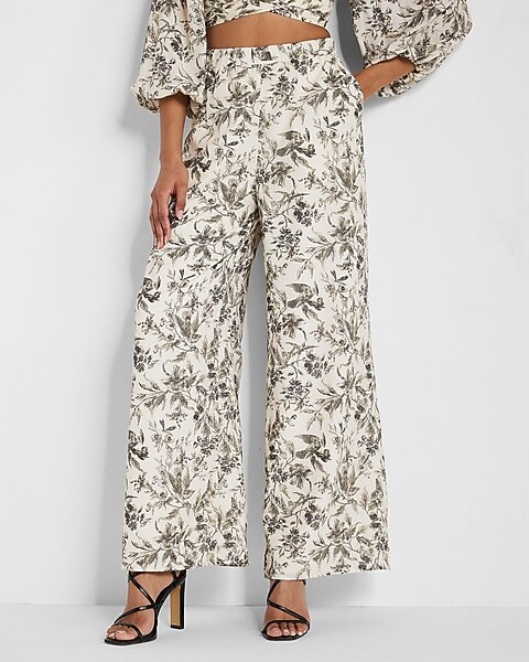 Super High Waisted Printed Wide Leg Pant | Express