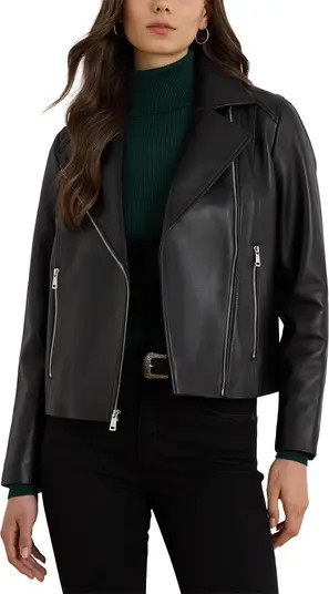 Lauren Ralph Lauren Moto Leather Jacket | Nordstrom | Nordstrom