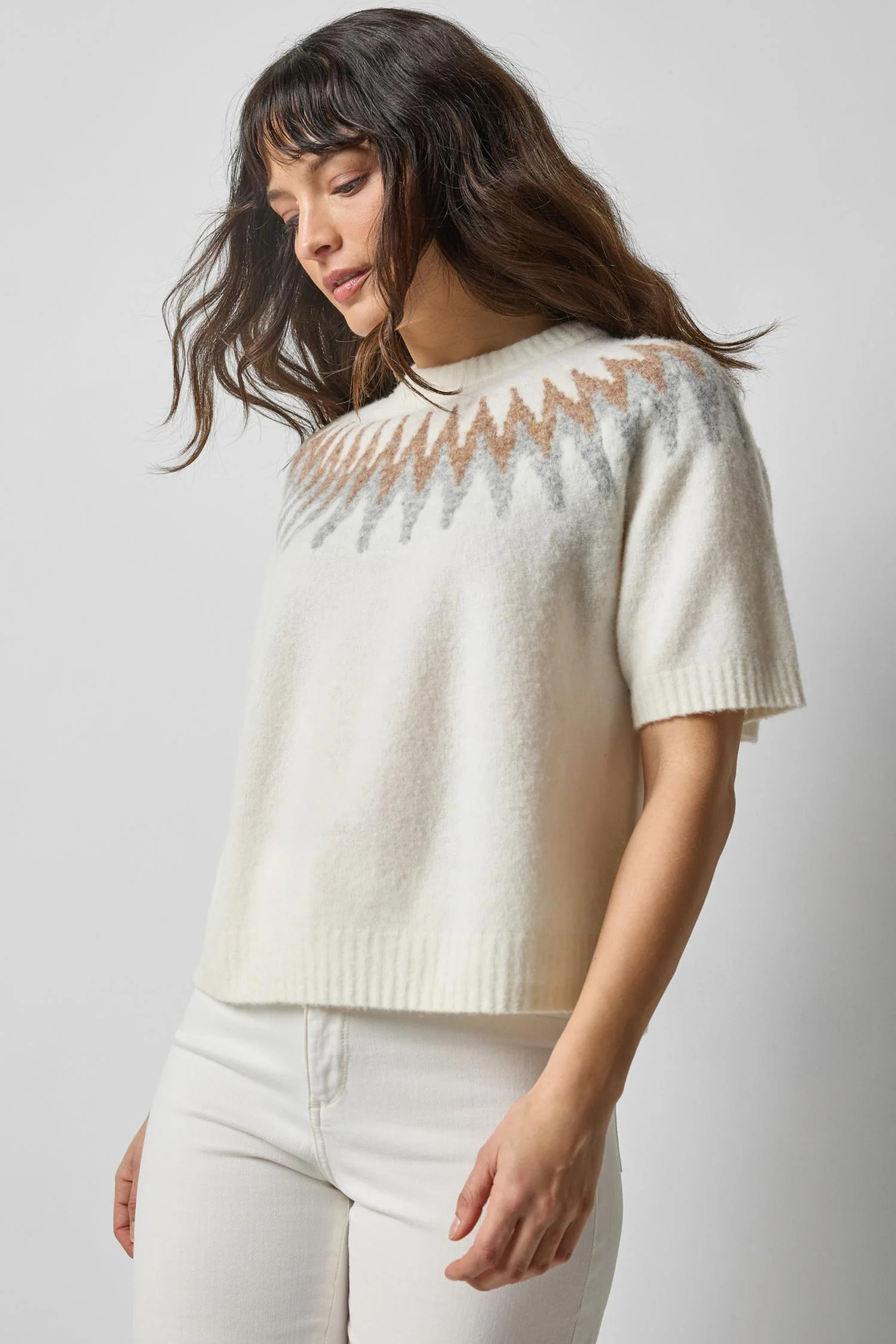 Short Sleeve Easy Fairisle Sweater | Lilla P