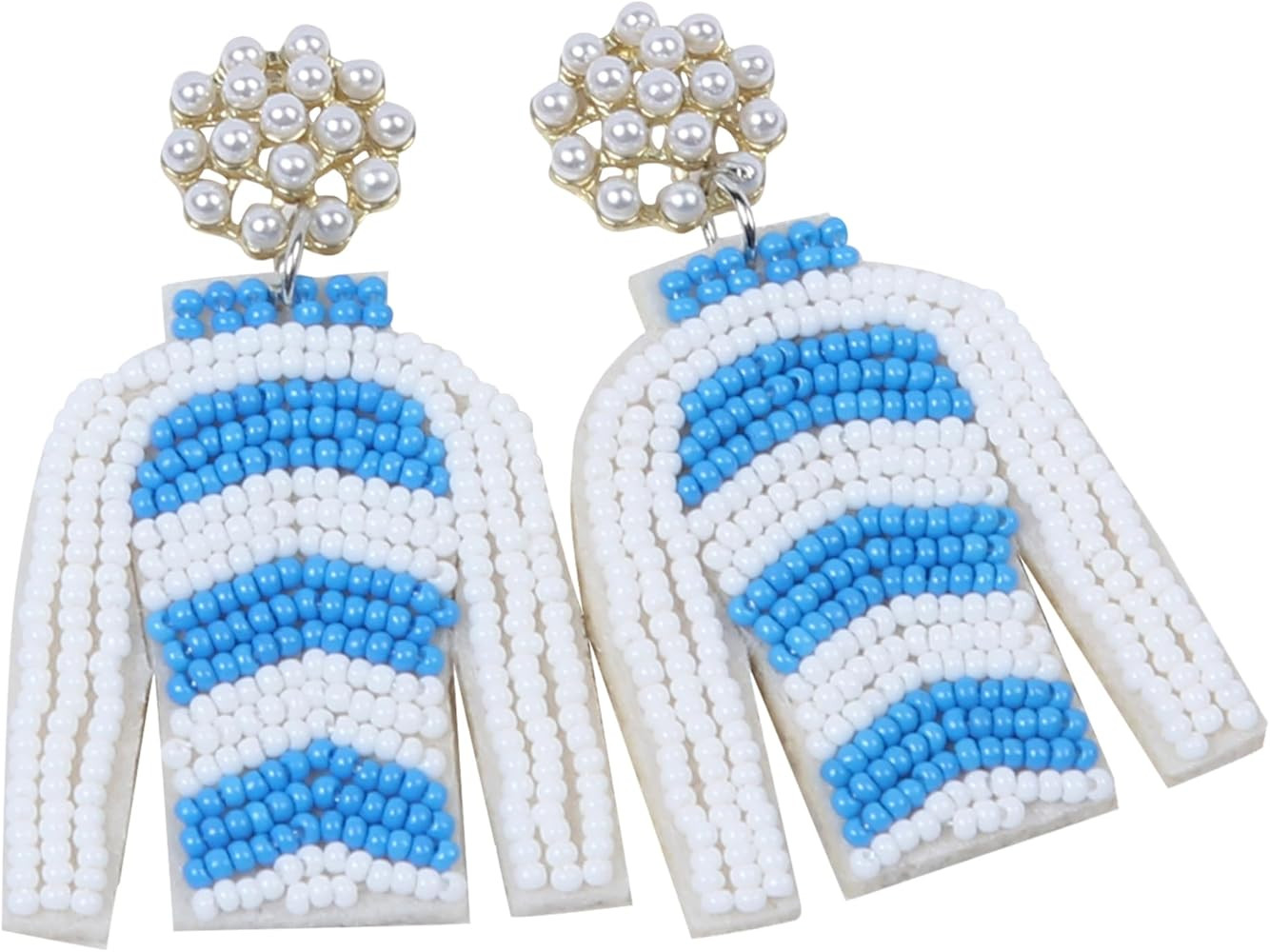 Derby Jockey Silk Beaded Earrings for Women - Riding Suit Kentucky Pearl Dangle Jewelry - Horse R... | Amazon (US)