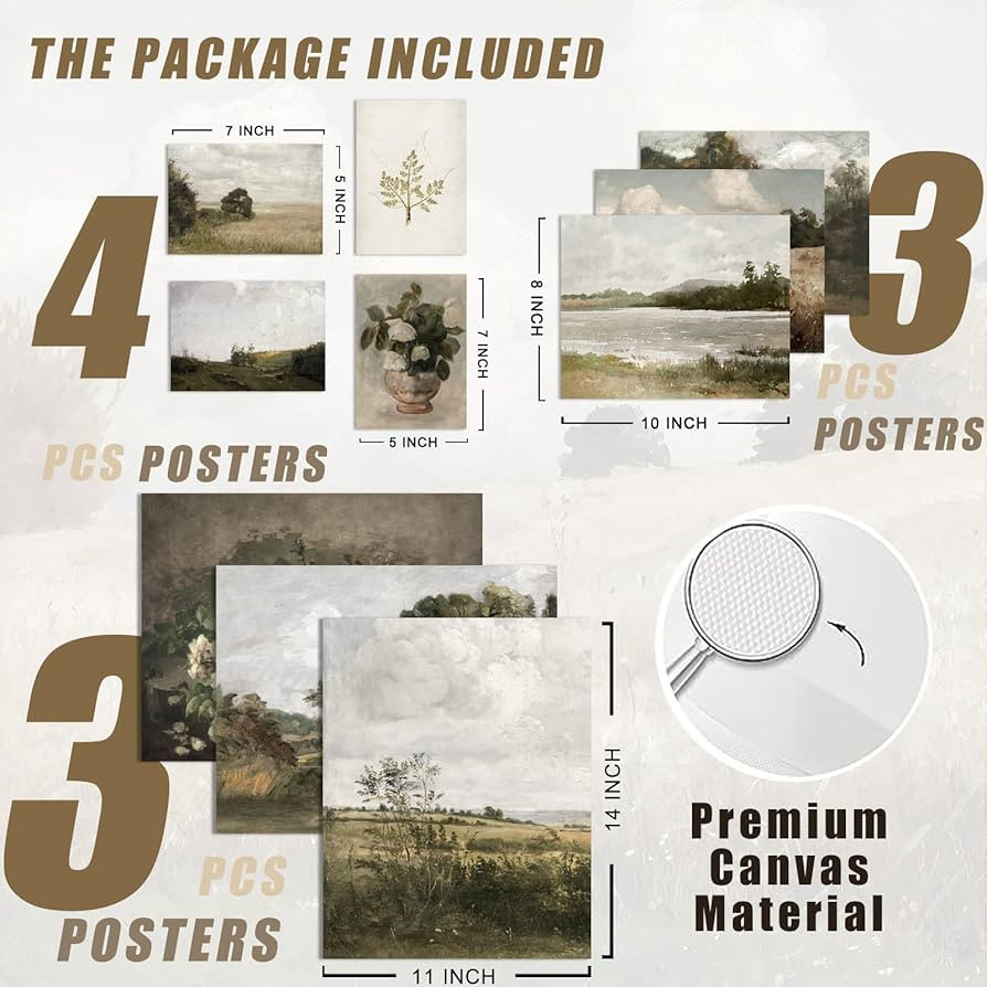 uniro Vintage Wall Art Decor Prints Farmhouse Wall Decor Vintage French Country Canvas Wall Art P... | Amazon (US)