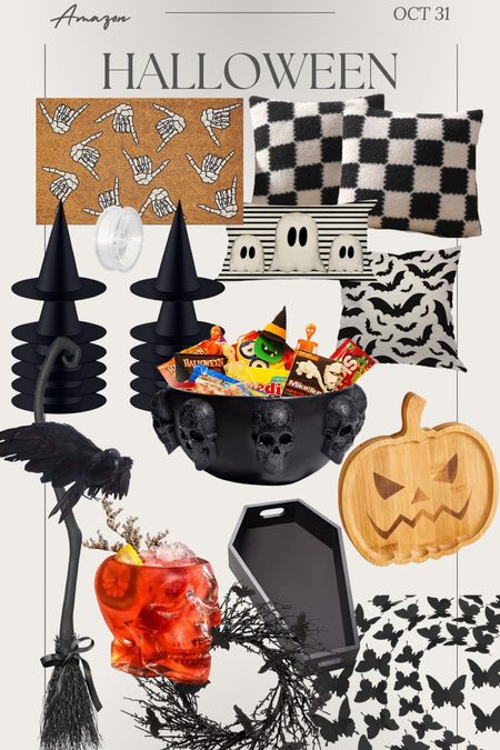 Amazon Halloween decor!! The witch hats come with string, the broom is so cute and can be outside, the pumpkin cheeseboard is so cute!!! #homesweetjones #meandmrjones #amazonfinds 

#LTKunder50 #LTKHalloween #LTKhome