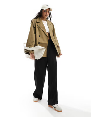 ASOS DESIGN short twill trench coat in olive | ASOS (Global)