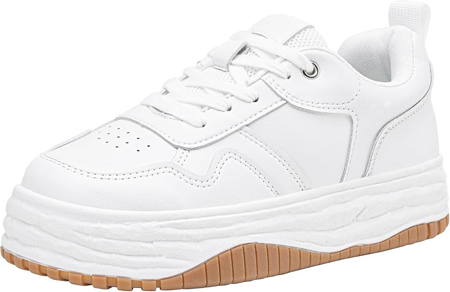 Vepose 8060 Women's Fashion Platform Sneakers, Wide Toe Design Leather Casual Tennis Lace-up Shoe... | Amazon (US)