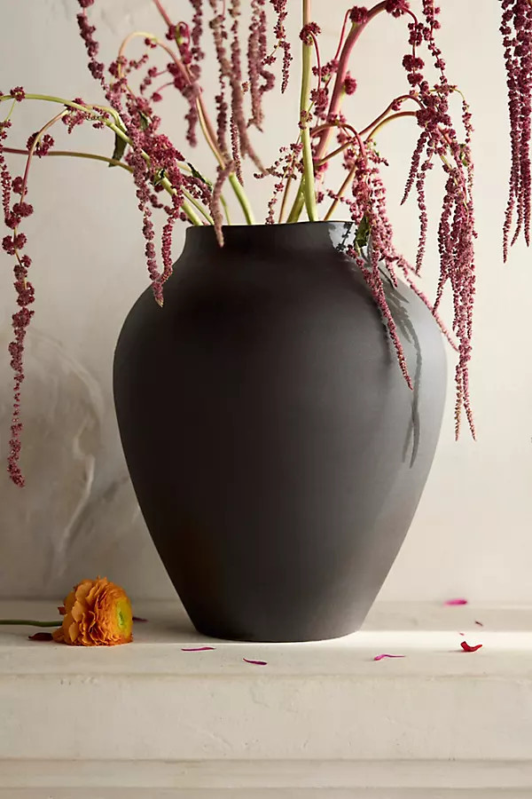 Organic Ceramic Vase, Tall Charcoal | Anthropologie (US)