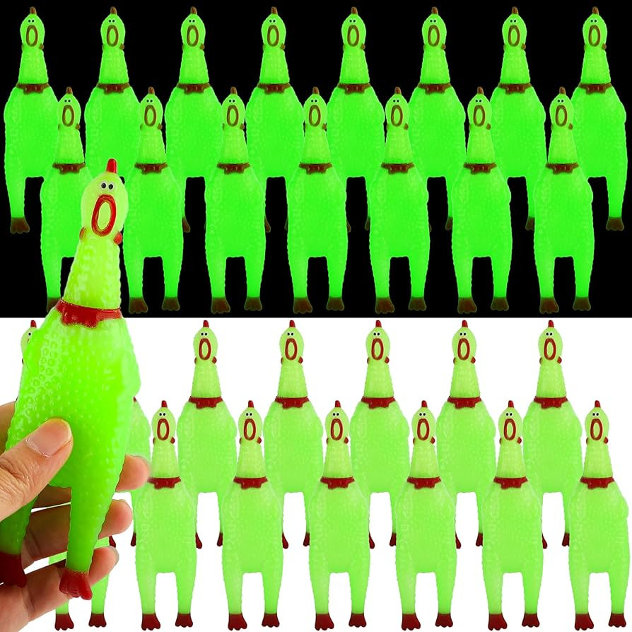 30 Pcs Glow in The Dark Rubber Chicken 6.3 Inch Luminous Screaming Mini Glowing Novelty Squeaky C... | Amazon (US)