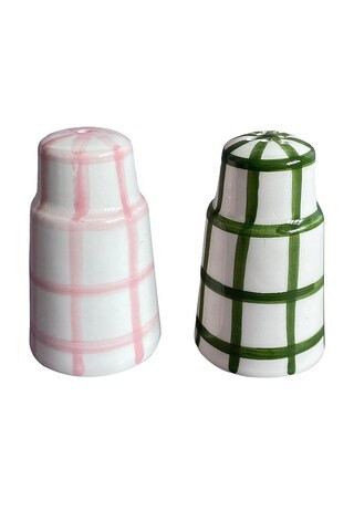 Salt N' Pepa Salt & Pepper Dispenser in White, Pink & White, Forest Green Gingham | Revolve Clothing (Global)