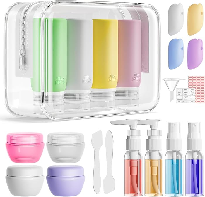 Muslish 21 Pack Leak Proof Silicone Travel Bottles Set, TSA Approved Containers for Toiletries, T... | Amazon (US)