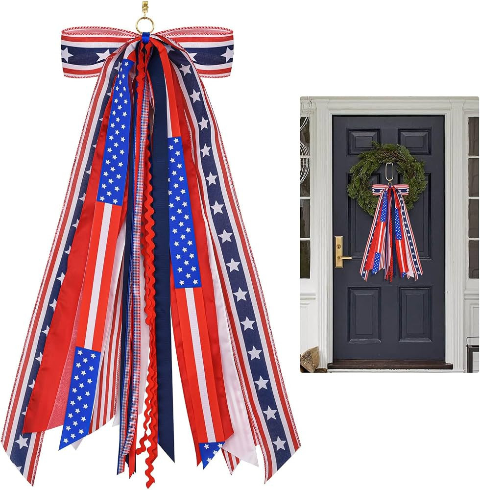 Patriotic Wreath Sash for Front Door Decorative Assorted Ribbons for Wreaths for 4th of July Memo... | Amazon (US)