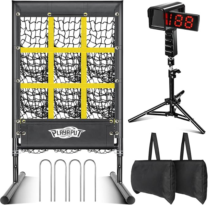 9 Hole Pitching Net and Radar Gun Combo Set for Baseball and Softball, Improve Pitching,Hitting A... | Amazon (US)