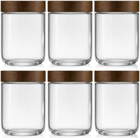 Osfel 16oz 6 Pack Overnight Oats Containers with Lids, Glass Mason Jars with Acacia Wood Airtight... | Amazon (US)