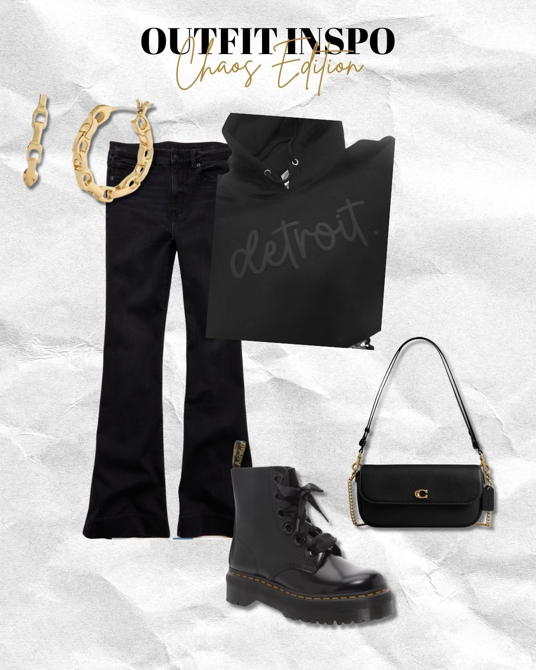 All black but never basic 🖤✨
Flare denim + a Detroit hoodie + chunky boots is my go-to when I want comfy but still elevated. The gold jewelry and structured bag pull it all together.

This one’s giving cool girl energy without trying.

Hoodie is from CHAOSCOLLECTION.COM use code OGLASHGIRL to save
Everything else linked on my LTK 🖤

#allblackoutfit #detroitfashion #everydaystyle #elevatedcasual #ltkfinds

#LTKootd #LTKMidsize #LTKmomlife