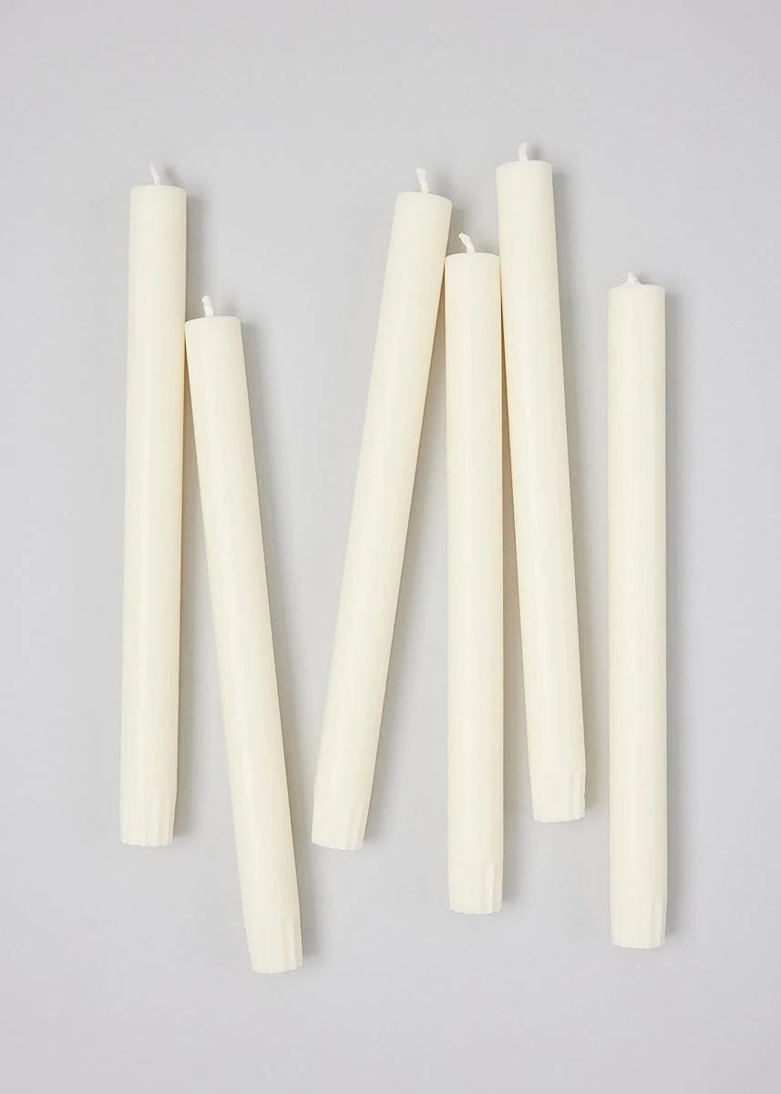Pack of 6 Pearl White Taper Candles - 9.5 | Afloral