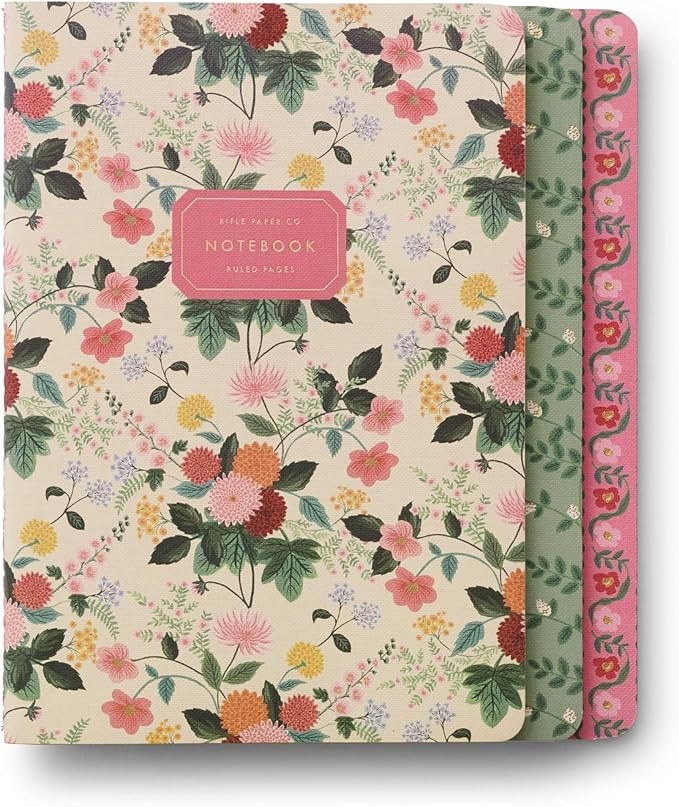 RIFLE PAPER CO. Dahlia Stitched Notebook Set, Assorted Set of 3 Notebooks, 64 Ruled Pages includi... | Amazon (US)