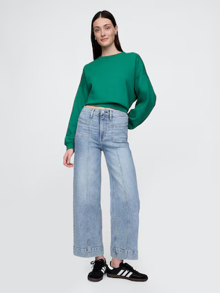 High Rise Stride Wide-Leg Ankle Jeans | Gap (US)