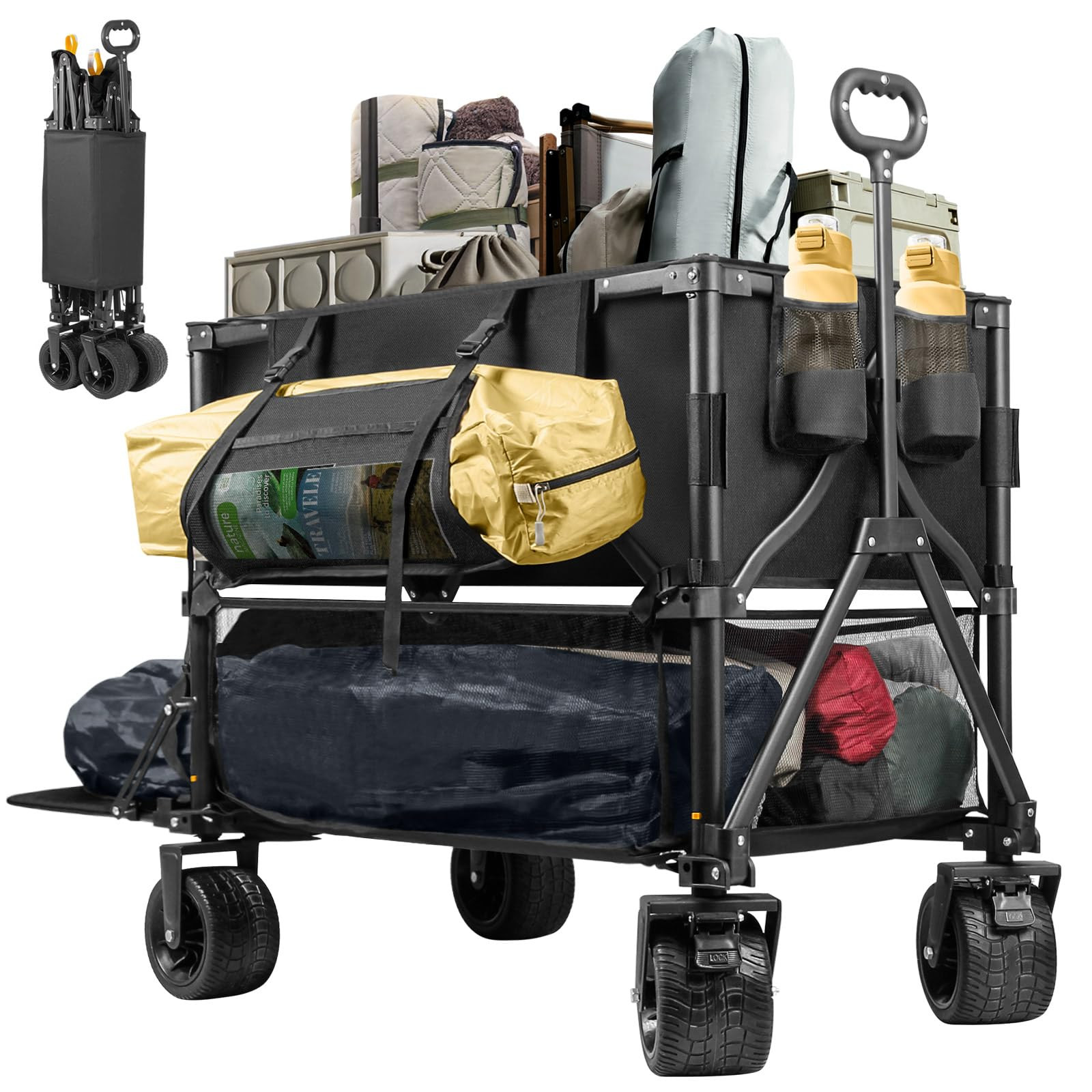 UNITON Double Decker Wagon 600lb Capacity & 400L Collapsible Sports Wagon with Big Wheels 54" Ext... | Amazon (US)
