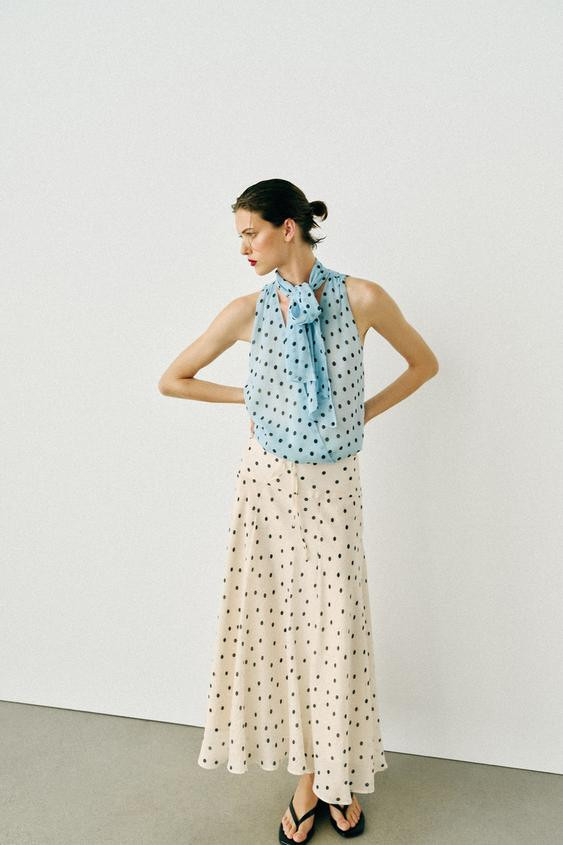 POLKA DOT TIE TOP | Zara US